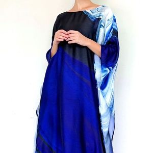 Gorgeous Handmade Blue Silk Kaftan from Thailand - one of a kind